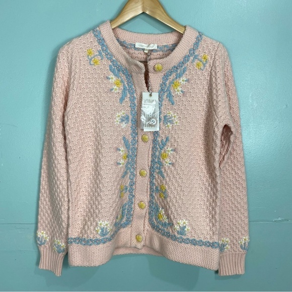 Loveshackfancy Naj Cardigan Sz XS‎ Embroidery Floral - Picture 1 of 7